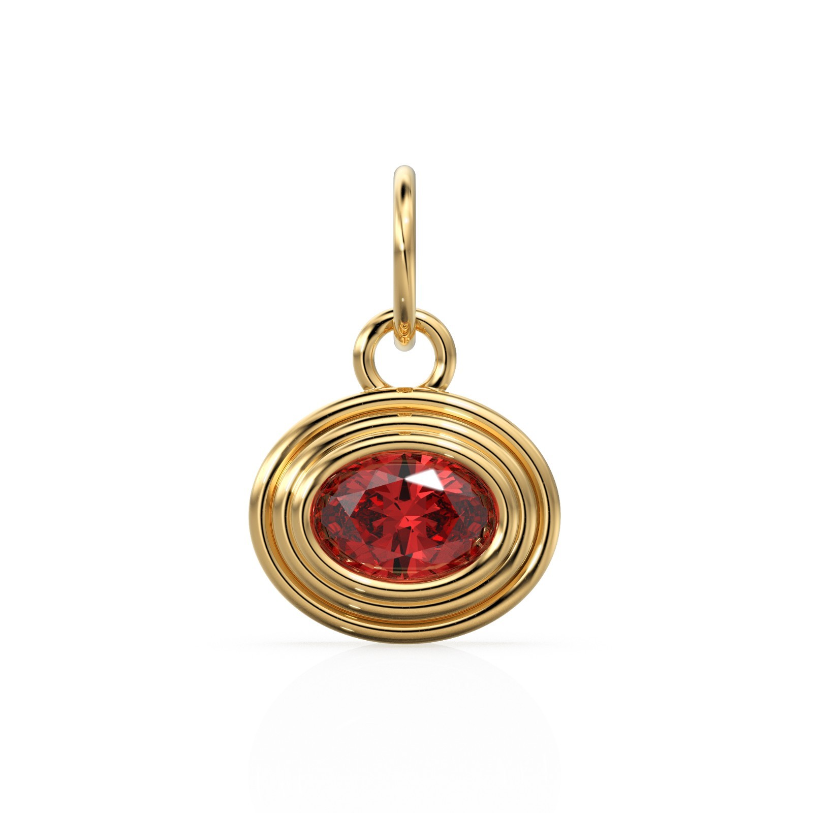 AAA Red Ruby Charm 14k Solid Gold Oval July Birthstone Bezel Pendant 18k Jewelry