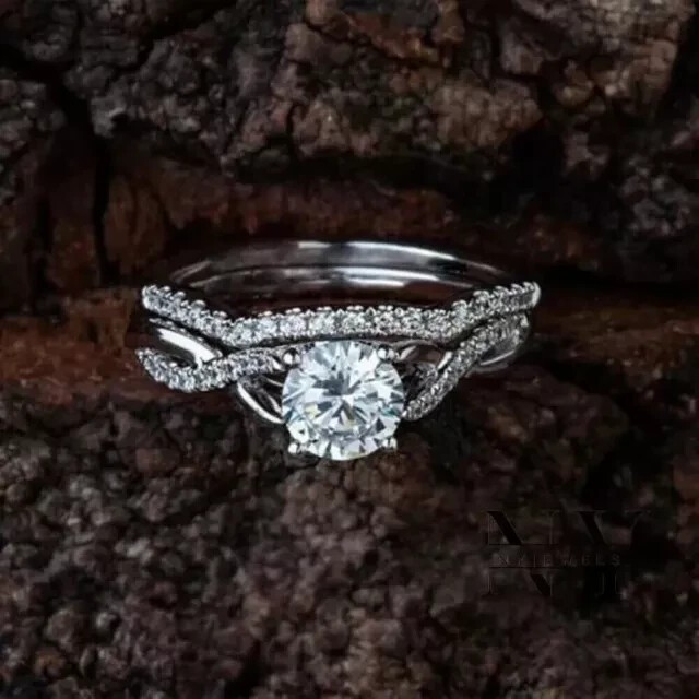2.80 Ct Round Cut Created Diamond Women’s Bridal Set Ring 14K White Gold Finish