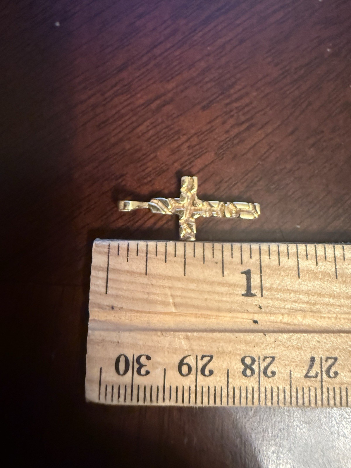 NUGGET CROSS 14K YELLOW GOLD 1 INCH