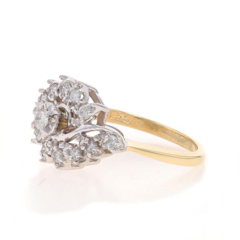 Yellow Gold Diamond Cluster Cocktail Ring – 14k Round Brilliant .25ctw Floral