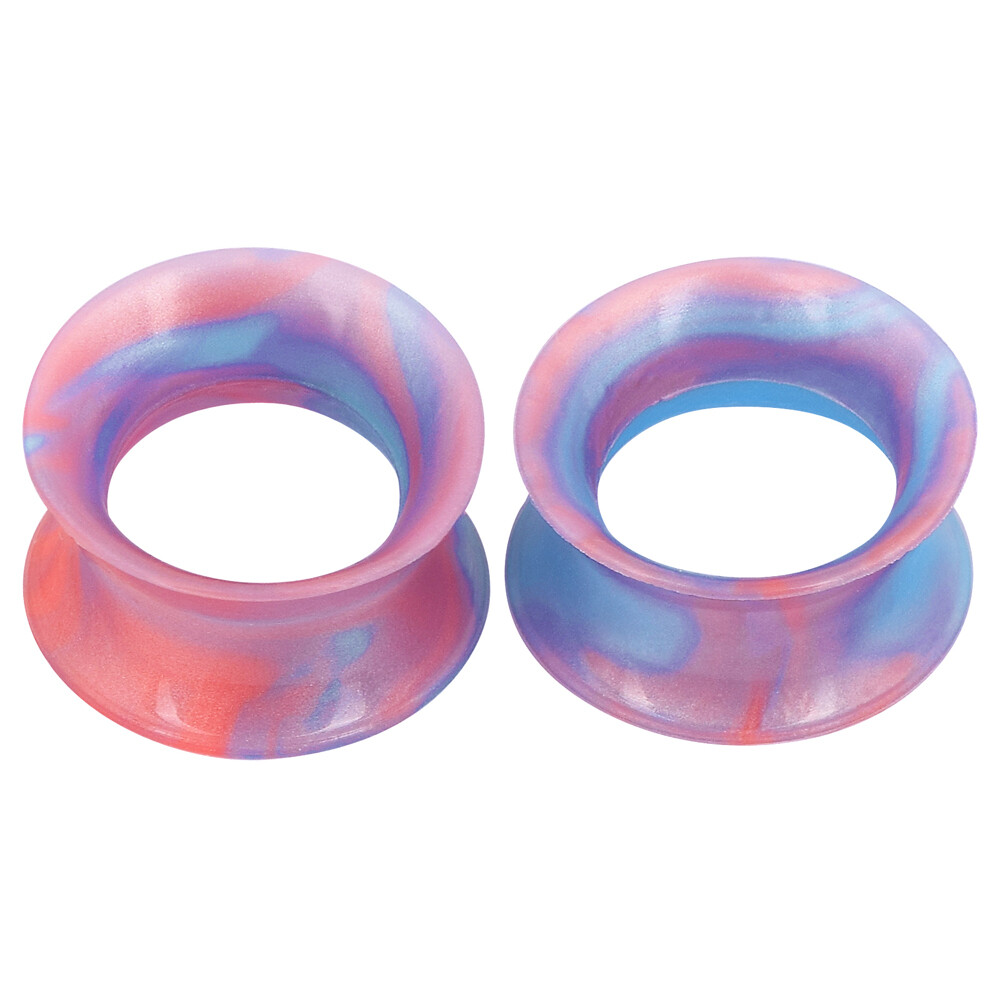 2PCS Colorful Thin Silicone Ear Gauges Soft Ear Plugs Ear Skins Tunnels Earrings
