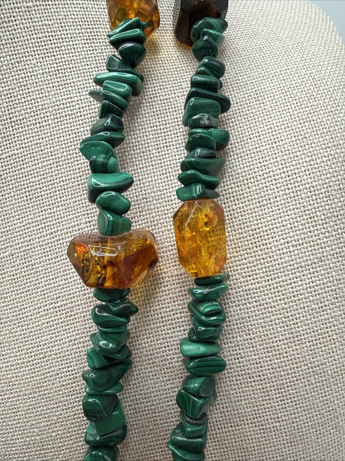 Mine Finds By Jay King Malachite & Baltic Amber Long Beaded Necklace 41”