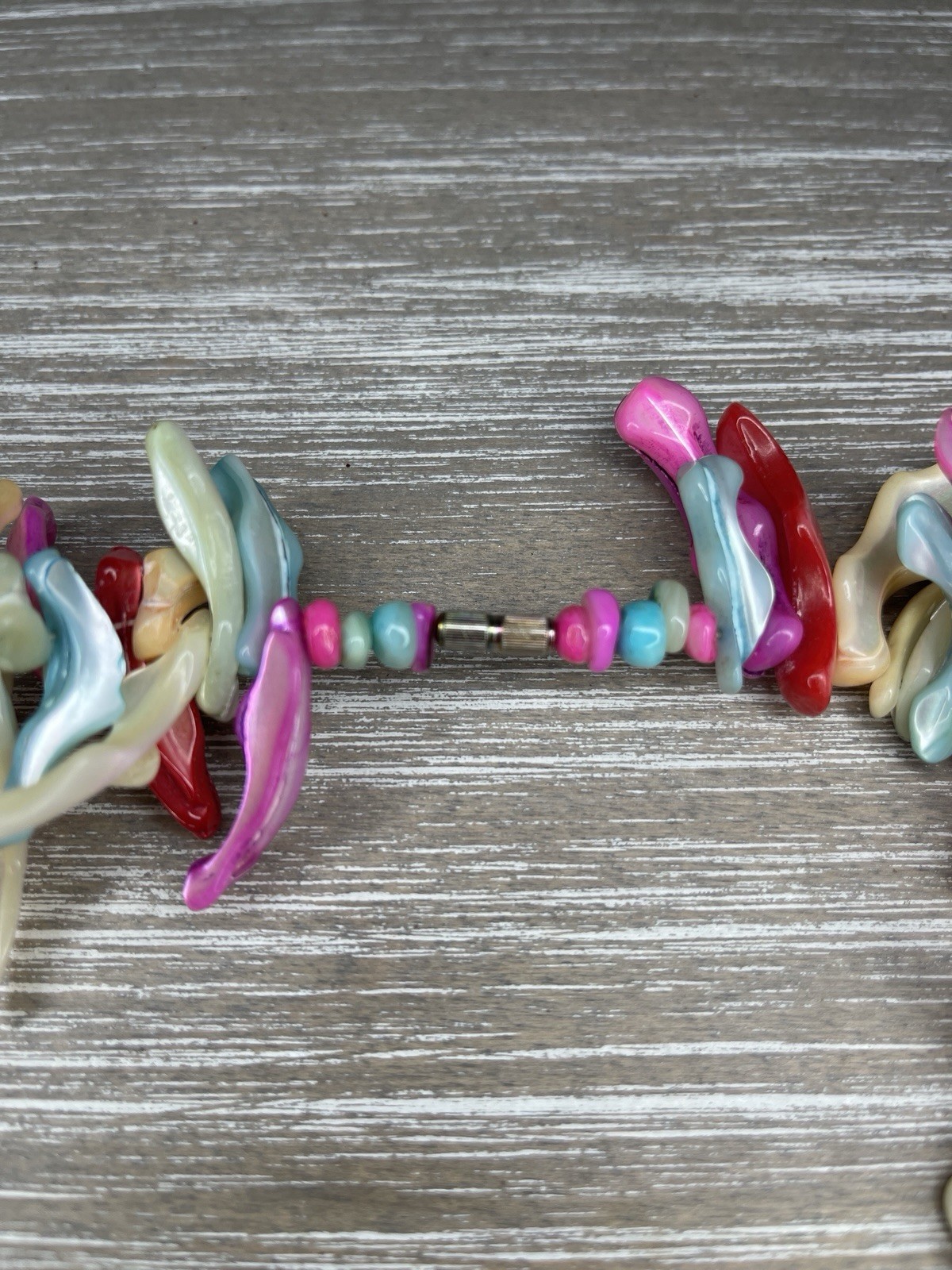 Statement Necklace Pink Blue Ivory Coral Style Beaded Choker Coastal Beach Boho