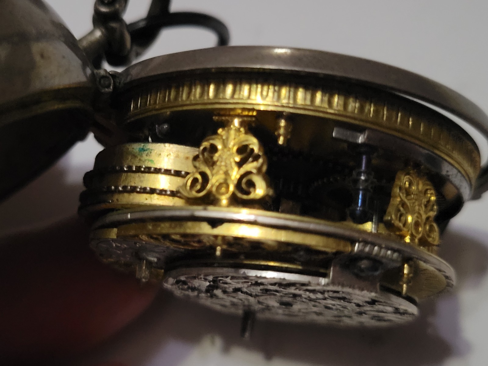 Antique Rare 1710 English Verge Fusee Pocket Watch Silver Pair Cased Calendar