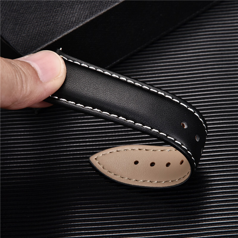 Retro Leather 14mm-24mm Wrist Watch Band Strap Butterfly Buckle Deployment Clasp