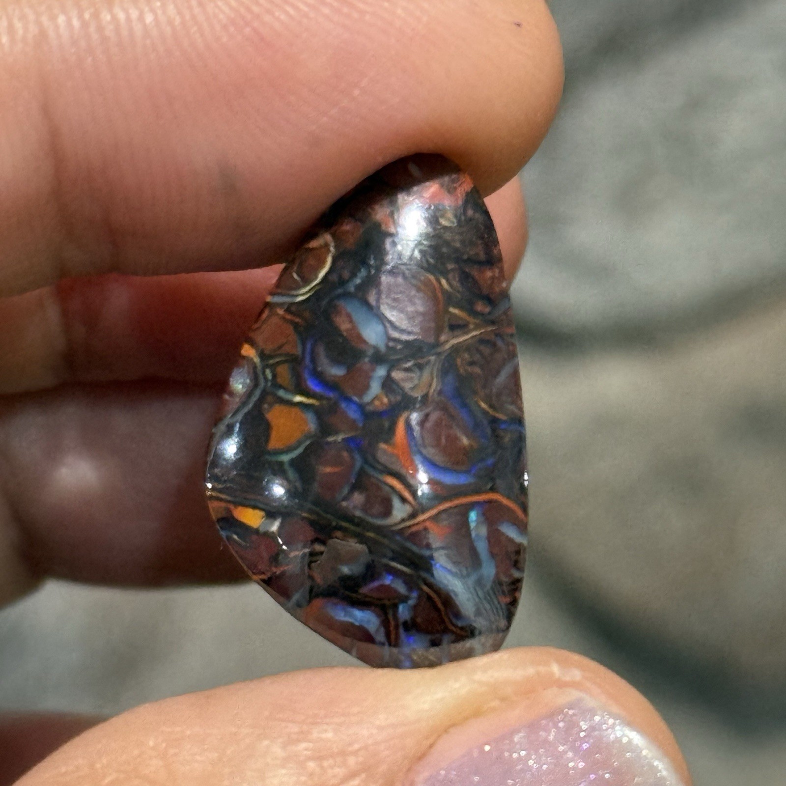 17ct 24.3×14.7×5.4mm Colorful Australian Koroit Boulder Opal Free Form Cabochon