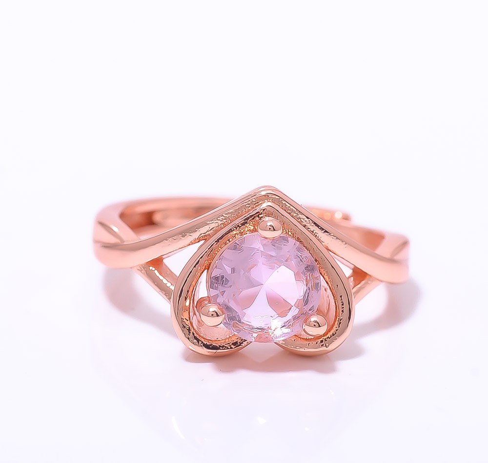 Rose Quartz Gemstone Rose Gold Plated Ring Adst (3_2)