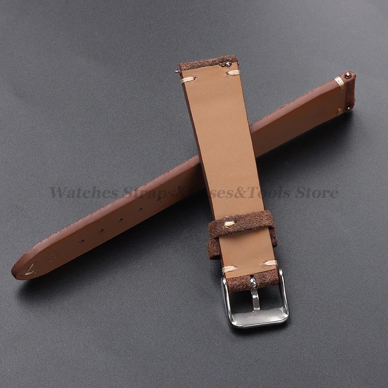 18 19 20 21 22 MM Soft Suede Leather Vintage Strap Watch Band Quick Release