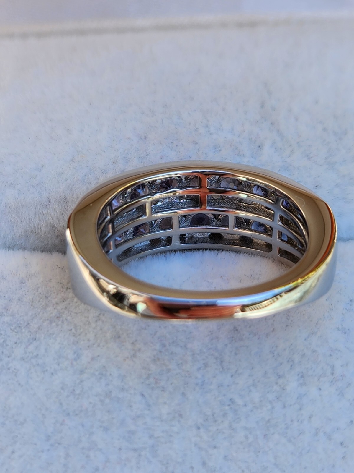 Tanzanite Double Half Eternity Band in Platinum Over Sterling 2.0 ctw Size 6