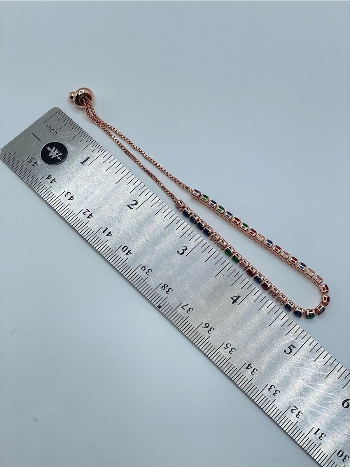 Rose Gold Multicolor Crystal Glass Adjustable Tennis Bracelet Elegant