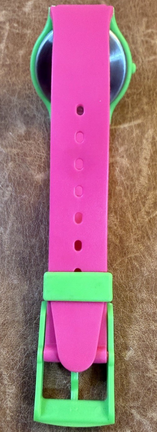 Vintage Quartz Promotional Maxell Digital Watch In Neon Green And Pink.