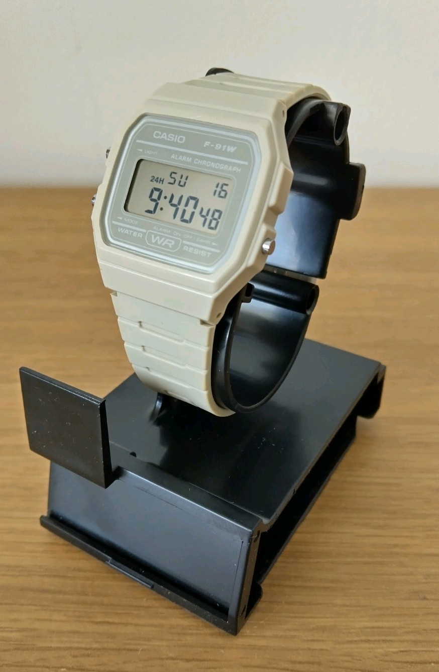 Unique Casio F-91WC-8AEF Upgraded Bright Amber Backlight Rare Beige / Stone Grey
