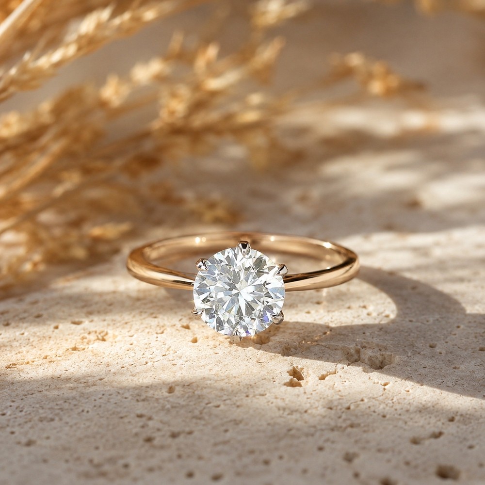 Wedding Ring IGI Certified 10K Solid Gold 1CT Lab Grown Diamond Engagement Ring
