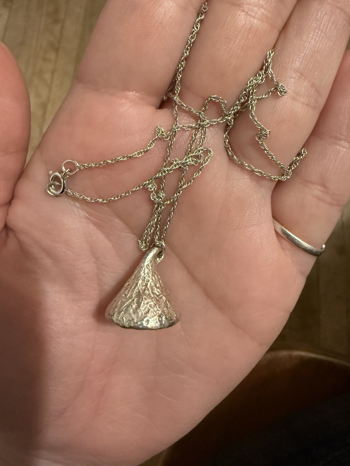 Vintage 925 Sterling Silver Hershey’s Kiss Signed JCF Pendant Charm 18″ Necklace