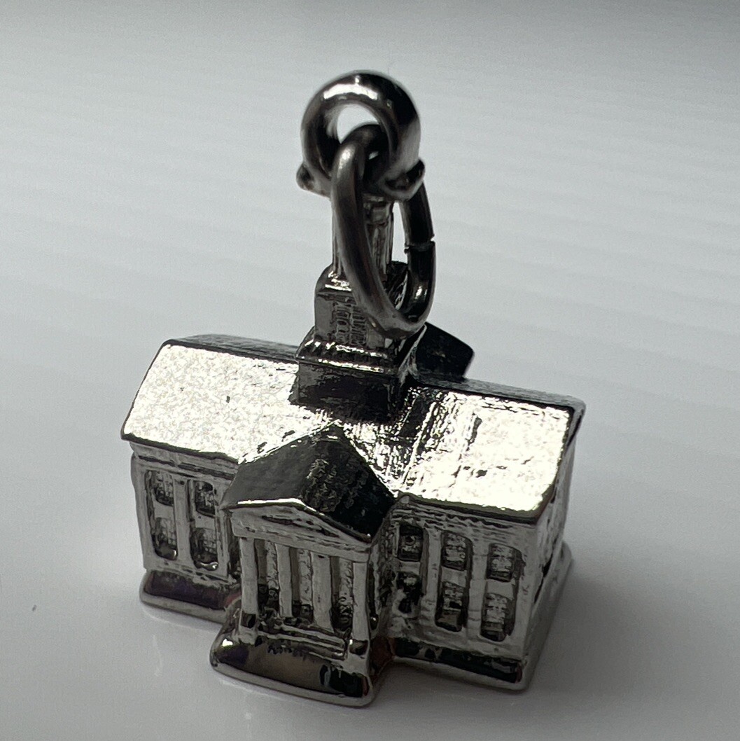 Kinney 925 Sterling Silver Retro Pendant Charm Old Capitol Iowa City Building