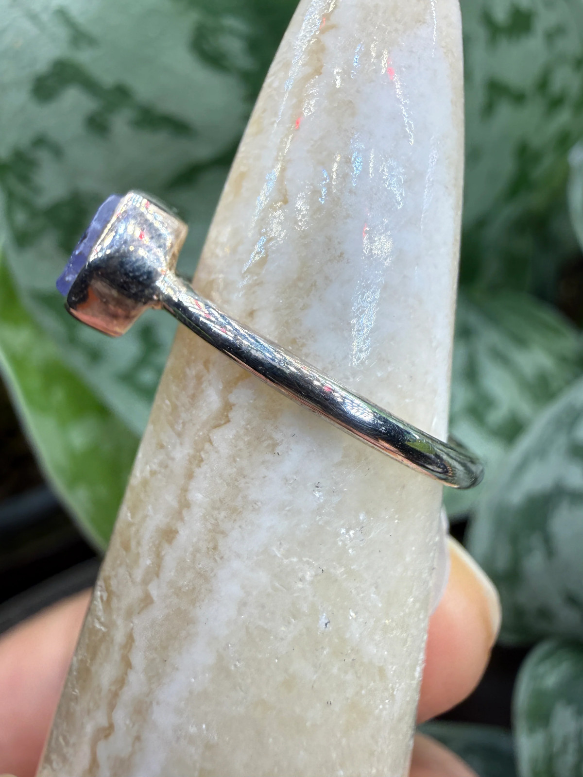 Natural Rough Tanzanite Ring Size 6 in .925 Sterling Silver