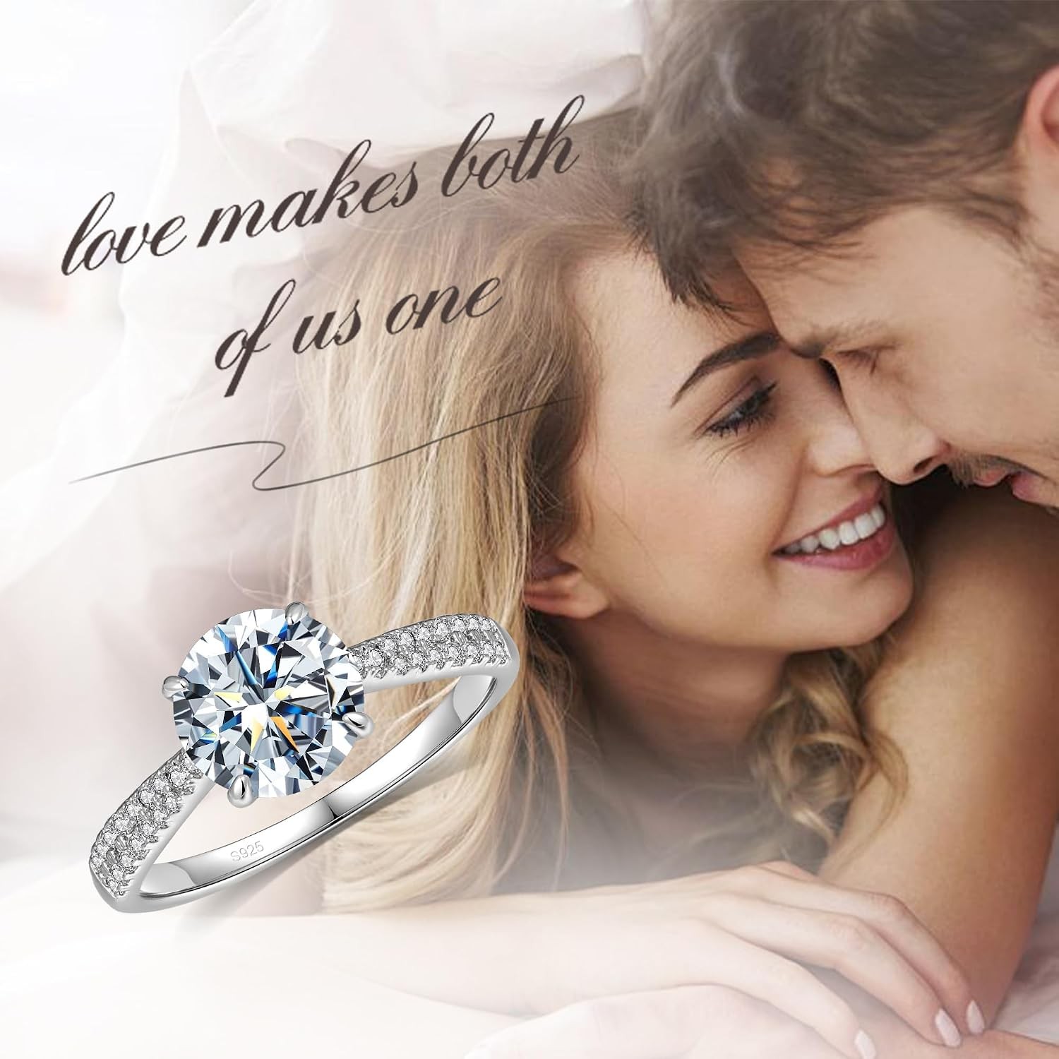 1.5-4CT D VVS1 Two-Tone 18K Gold Plated S925 Moissanite Engagement Ring