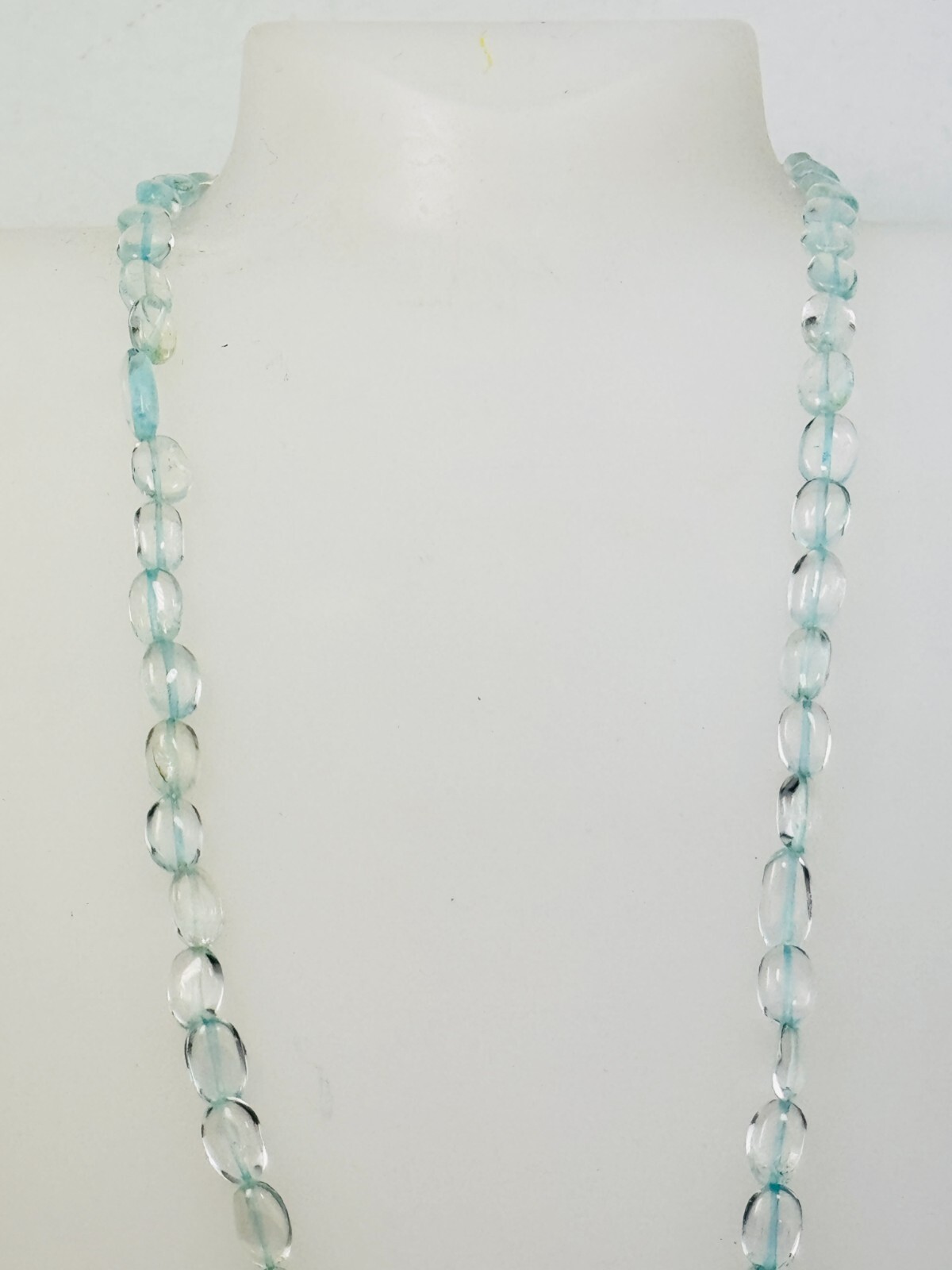 Vintage Handcrafted OOAK Light Blue Fluorite Necklace 19″ 7x12mm Oval Bead