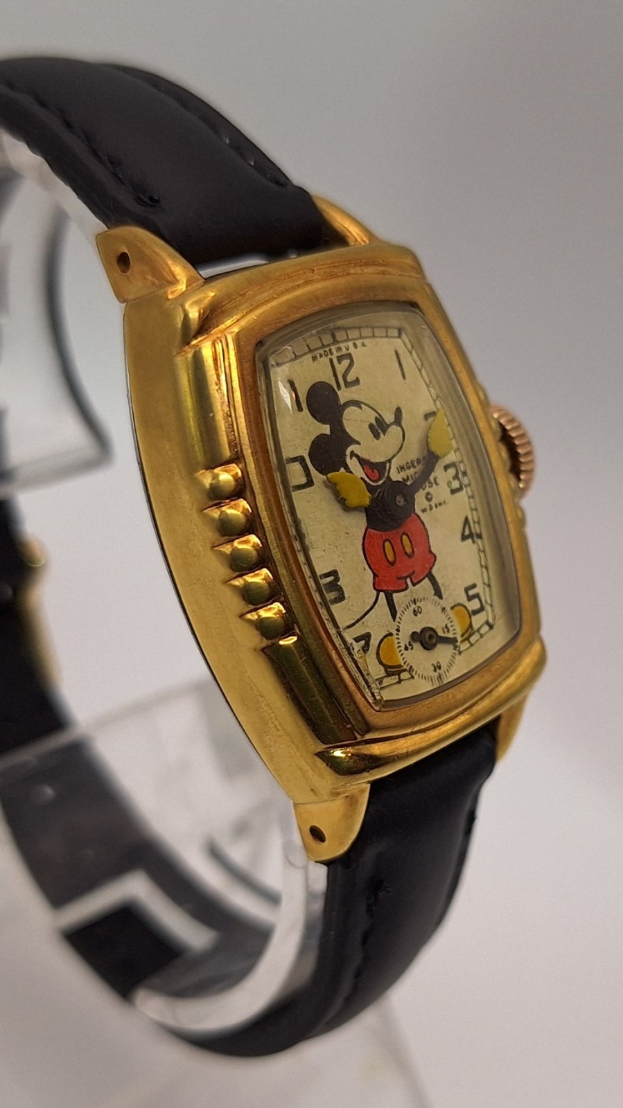 1939 Ingersoll Mickey Mouse ULTRA RARE Gold Toned Watch Serviced and Wearable