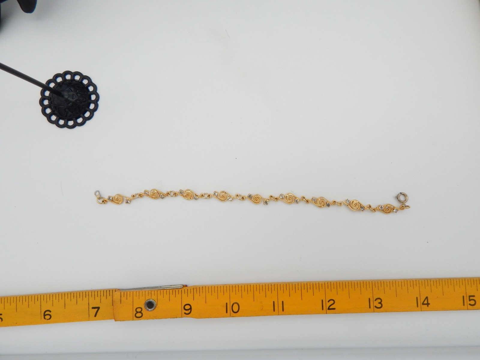 Vintage 12K Gold Plated Swirl Filigree Studded Bracelet