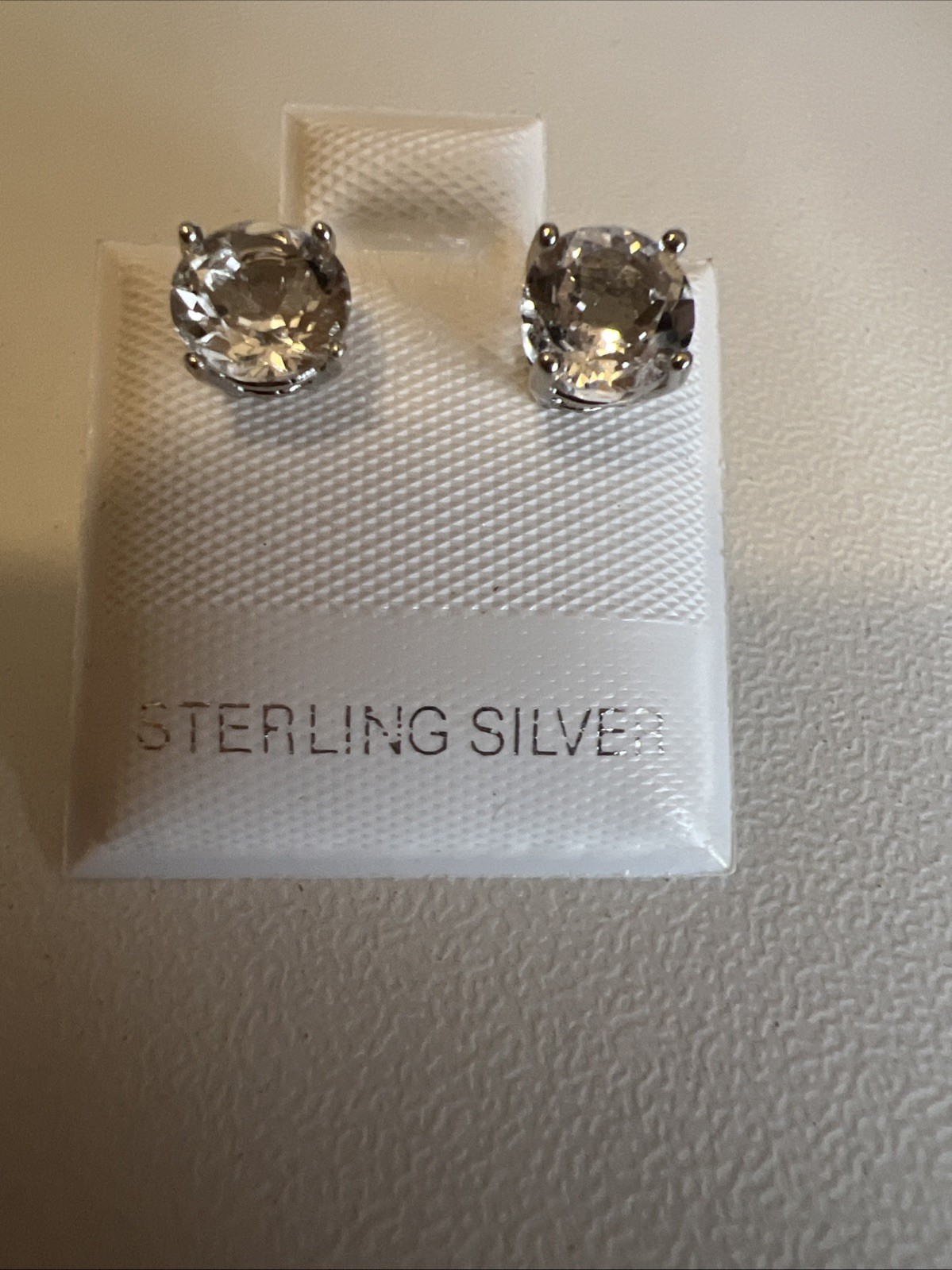 Sterling Silver White Topaz Post Back Earrings Beautiful!