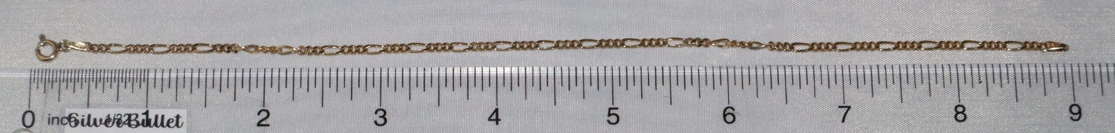 Sterling Silver Gold Toned 9 inch 3mm Figaro Chain Anklet “Italy” 2.2 grams
