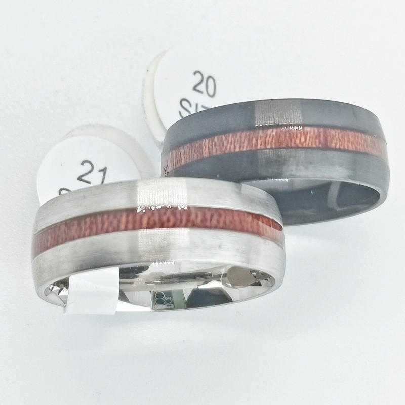36Pcs Dual Tone 8mm Strip Inlaid Stainless Stackable Rings Unisex Bulk Jewelry
