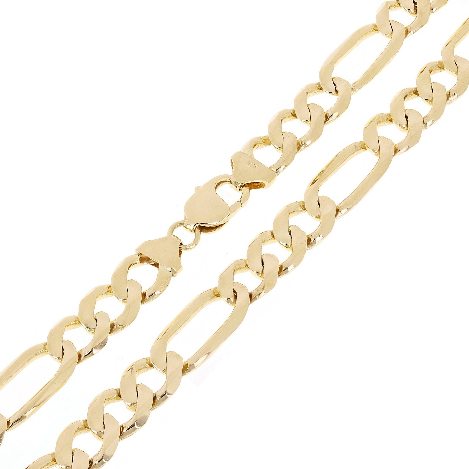 Men’s 14k Yellow Gold Solid Figaro Chain Necklace 24″ 9.7mm 69.6 grams