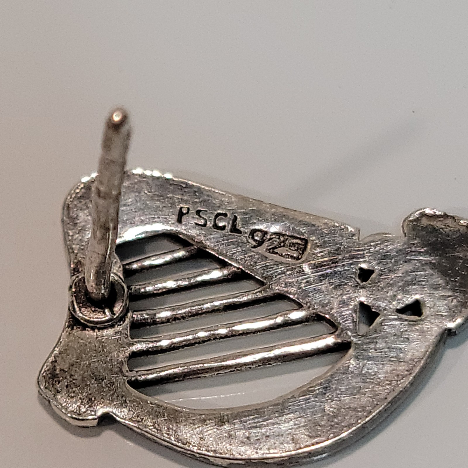 ​Peter Stone Sterling Silver Celtic Harp Earrings NOS VTG Irish Musical PSCI