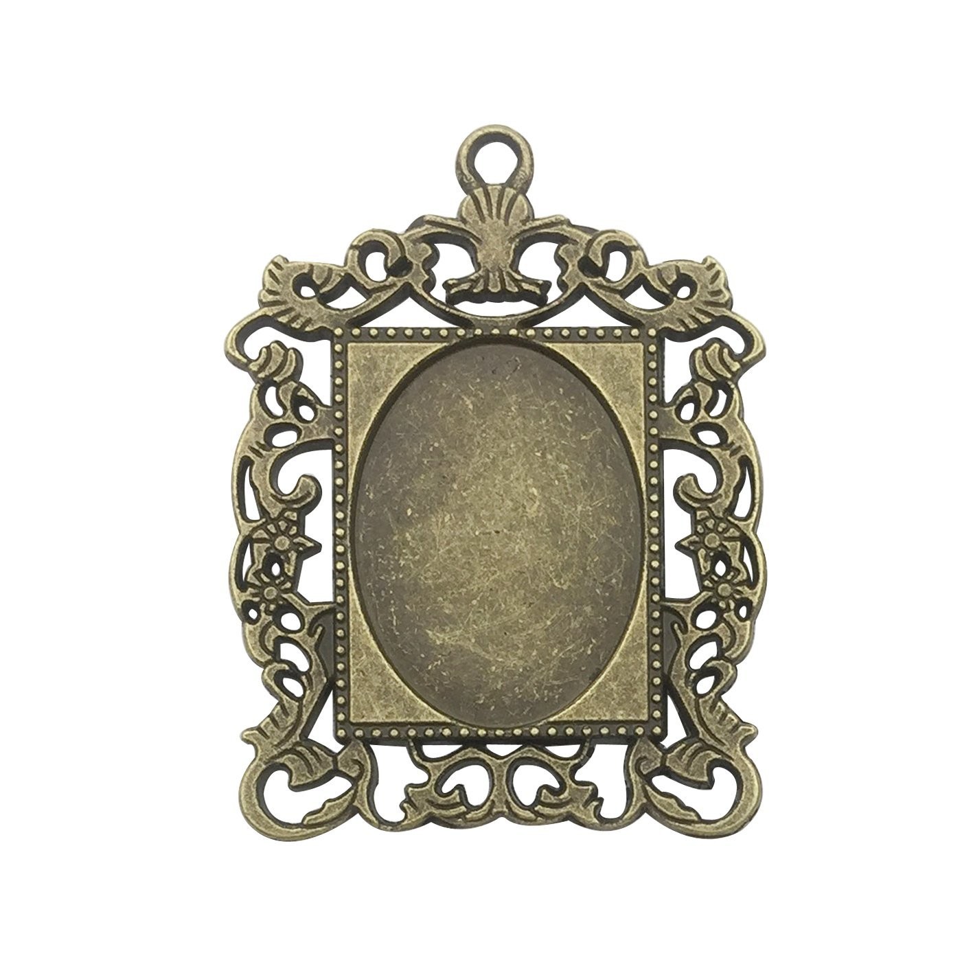 20pcs 18x25mm Oval Bezel Pendant Base 28x38mm (Pendant), (Tray), M116