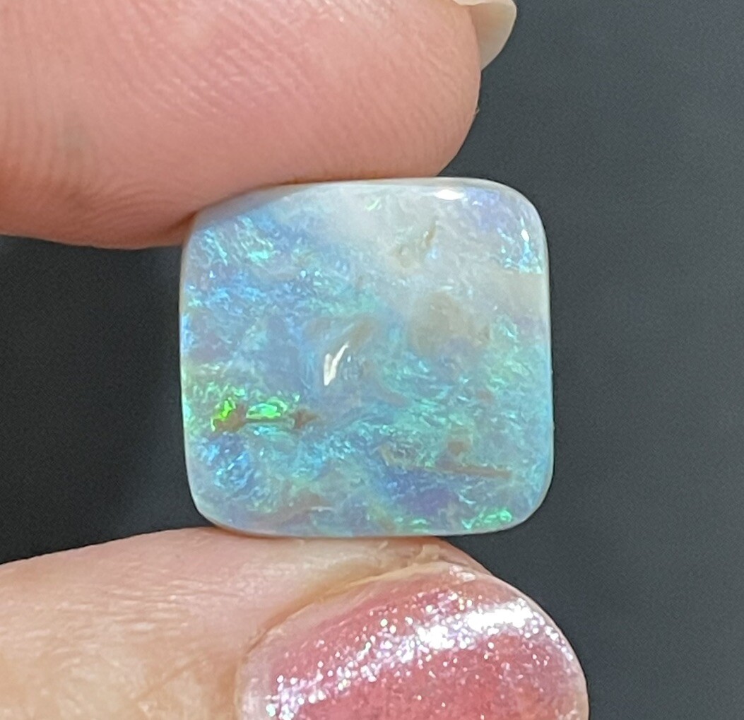 10.4ct 15×14.8×5.4mm Solid Australian Mintabie Black Opal Square Cabochon Gem
