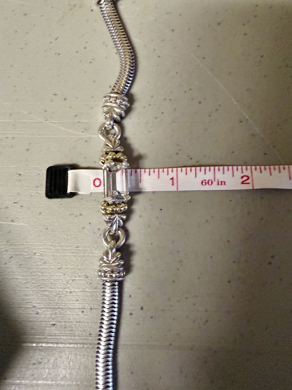 LAGOS CAVIAR Sterling Silver 18K Yellow Gold Faceted White Topaz 6.75” Bracelet
