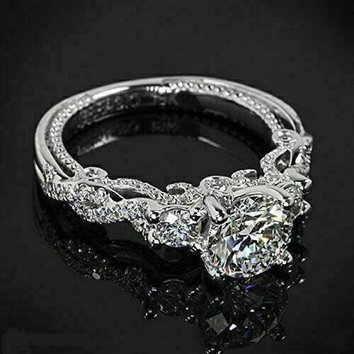 2.30Ct Round Cut Lab-Created Diamond Engagement Ring 14K White Gold Finish