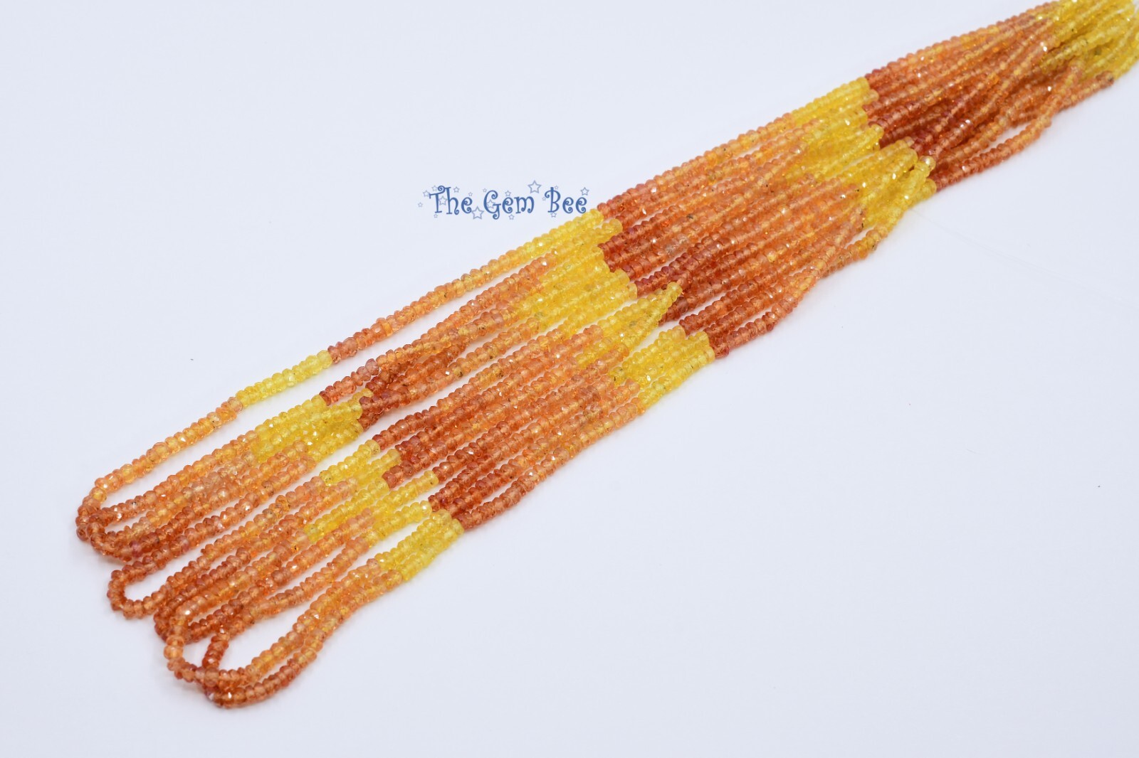 3.2mm-3.5mm Natural Yellow Orange Padparadscha Sapphire Faceted Rondelle 18″ Str