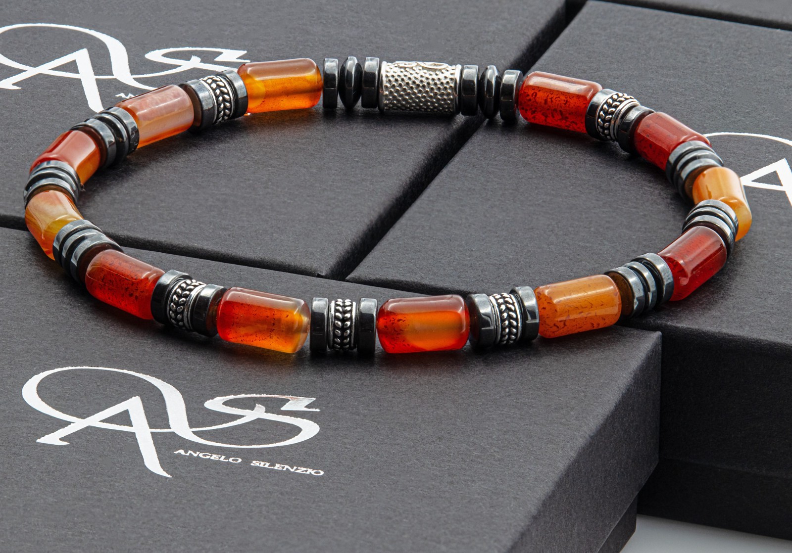 Pearl Bracelet Red Agate Beads 6mm 925 Sterling Silver Women Men