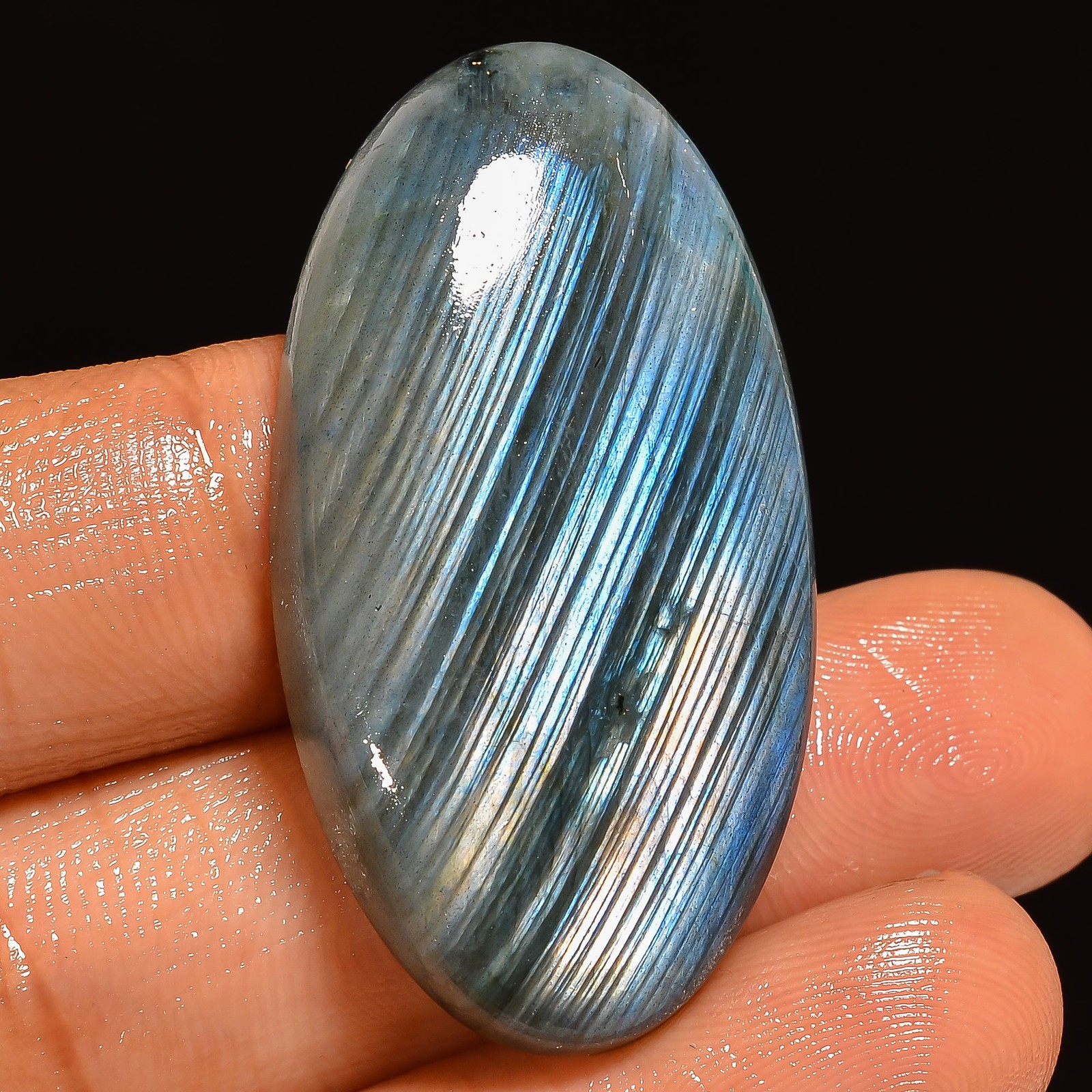 100% Natural Labradorite Oval Shape Cabochon Gemstone 50.5 Ct 39X21X6 mm A-38140