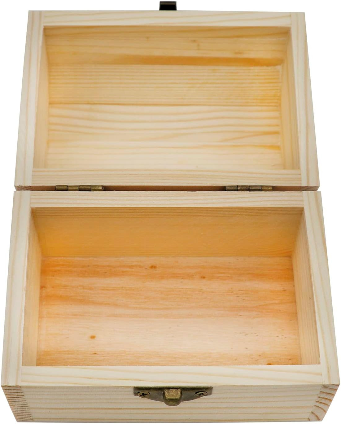 Plain Unfinished Wood Box, Unpainted Wooden Jewelry Box DIY Craft Storage Treasu