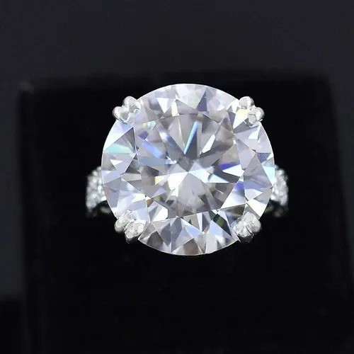 RARE 50 Ct Certified Round White Diamond Ring With Accents No Tariff