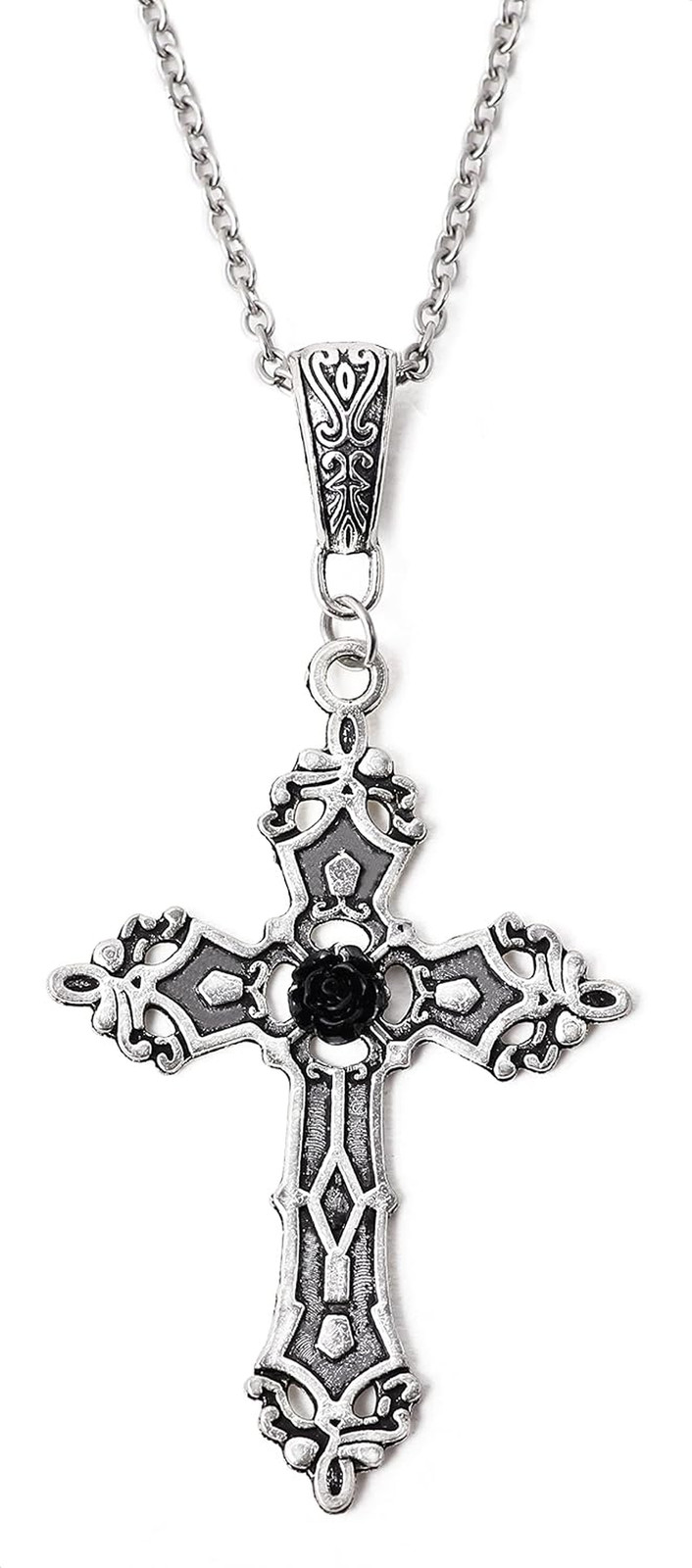 Gothic Cross Pendant Necklace, Gothic Emo Punk Grunge Y2K Cross Necklace, Goth J