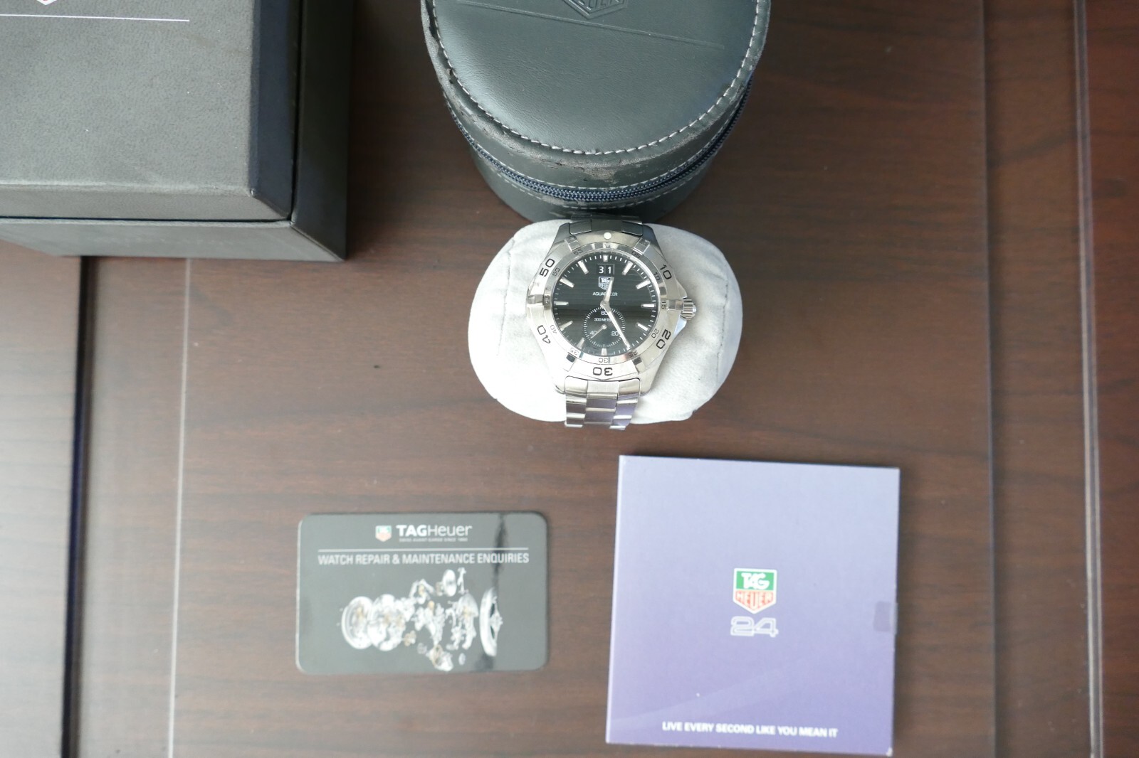 TAG Heuer men black Aquaracer swiss link monza autavia watch 300m WAF1014.BA0822