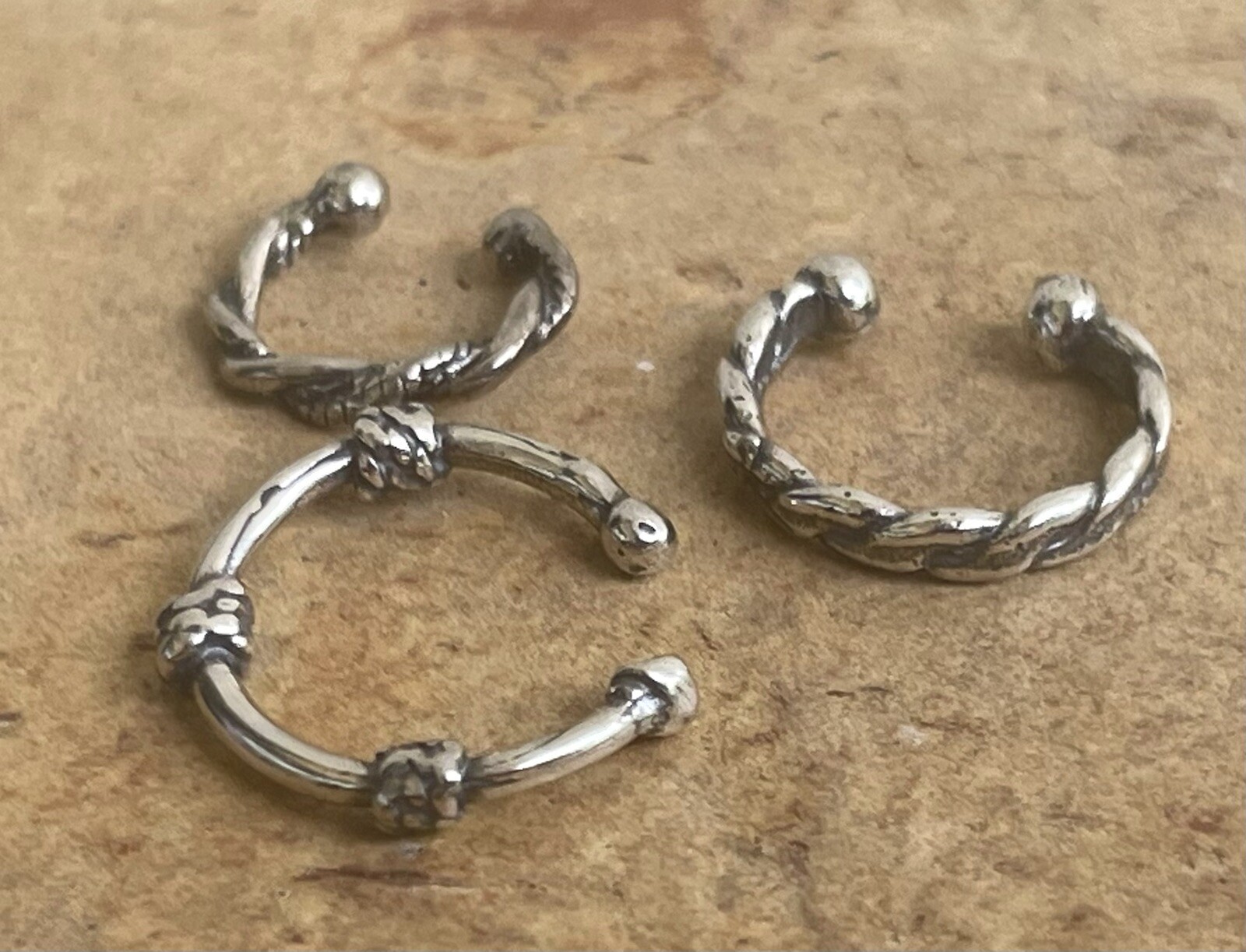 3 Ear Cuffs As Pictured Genuine .925 Sterling Silver Ear Clip Lot + Gift Box