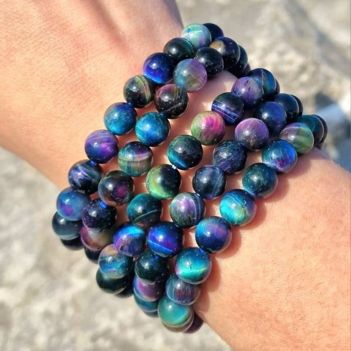 Natural Sugilite 8mm Round Beads Crystal Healing Reiki Women Stretchy Bracelet