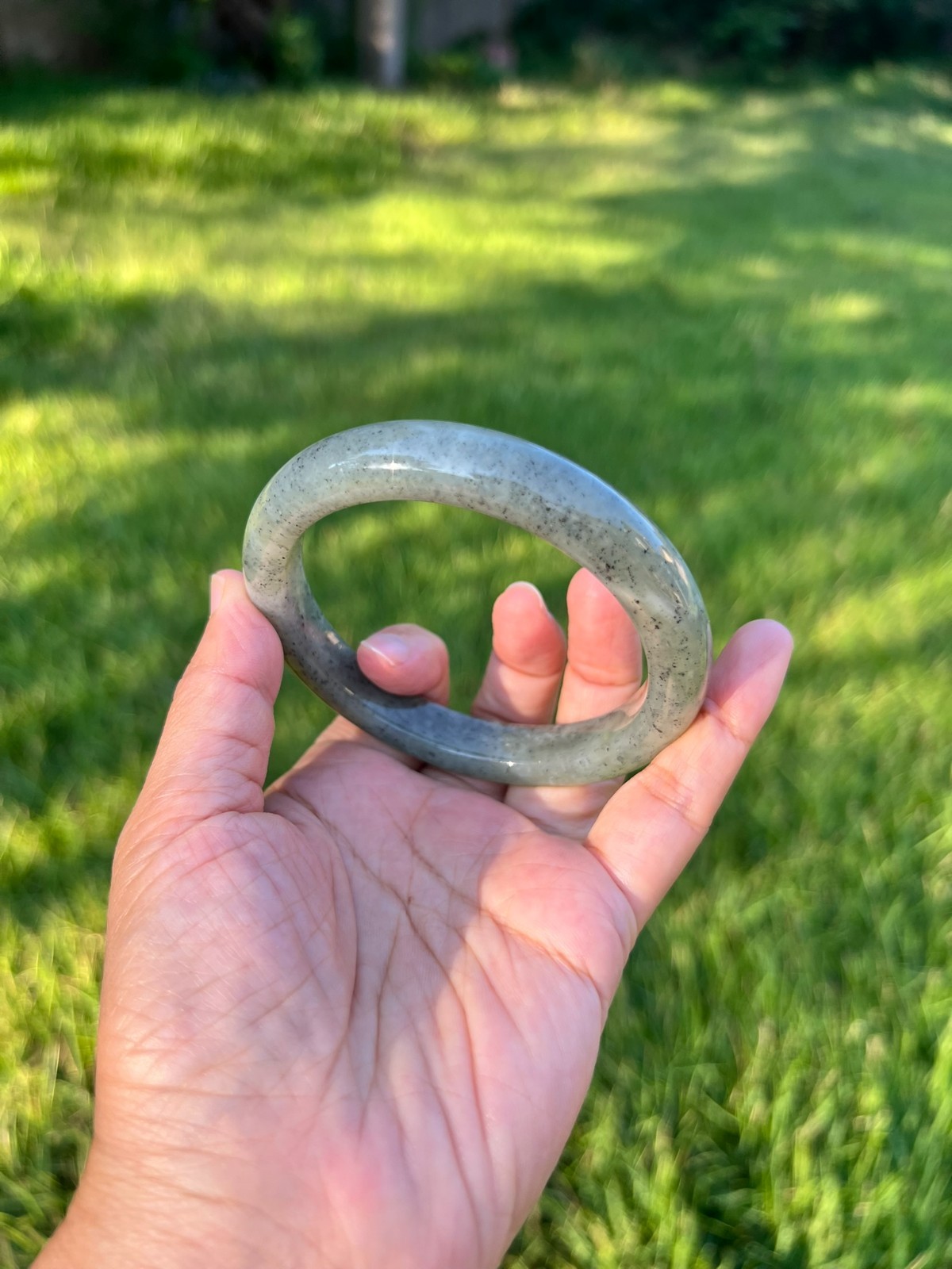 XXL 64mm Qinghua Sesame Nephrite Jade Bangle Bracelet H407 2
