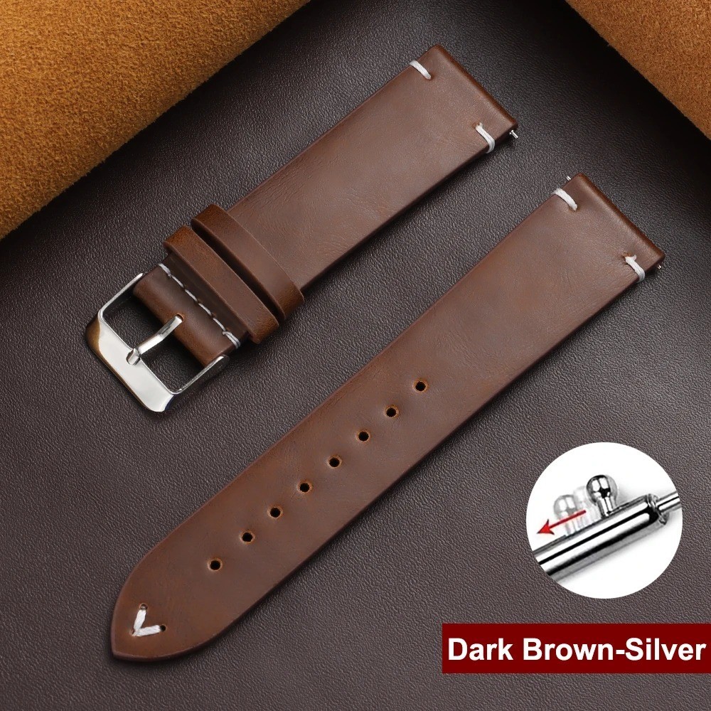 Retro Oil Wax Genuine Leather Watch Band 18 19 20 21 22 24mm Thin Cowhide Strap.