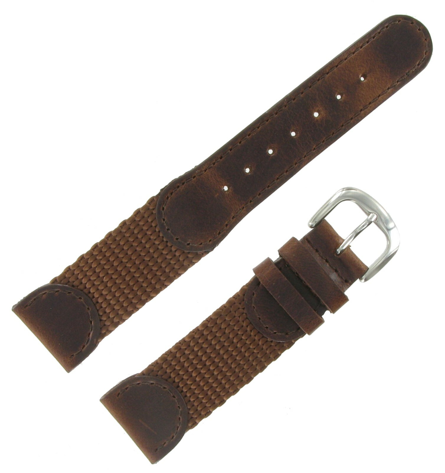 NEW Hadley Roma MS866 Brown/Black Genuine Leather/Nylon Band “Swiss Army”