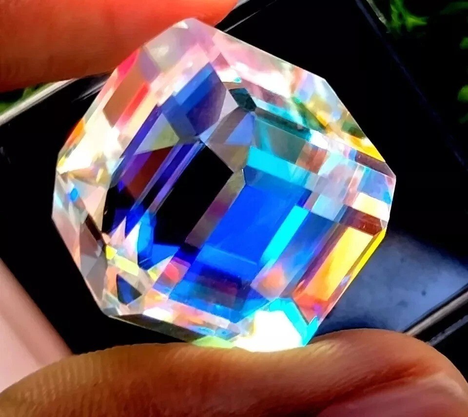 50.5 Ct+ Certified AA+ Natural Cube Cut Rainbow Mystic Topaz Loose Gemstone A1