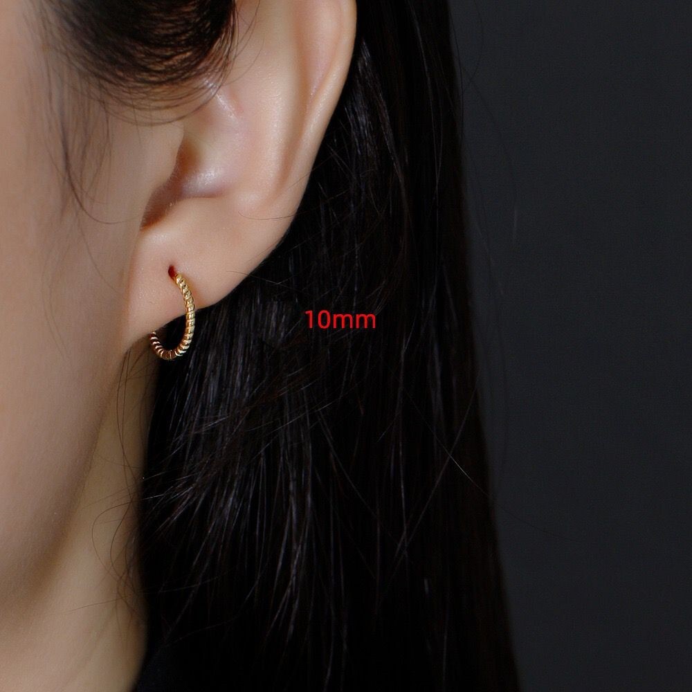 6/8/10/12/14/16mm Women s925 Sterling Silver Thin Rope Hoop Huggie Earring