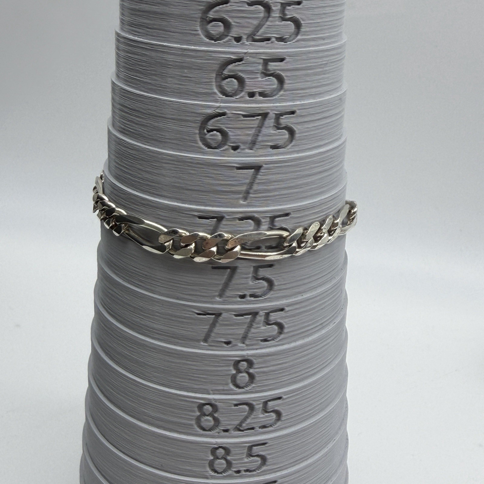 Sterling 925 Silver 6.5mm Figaro Flat Link Chain Bracelet 7.25” Unisex Men Women