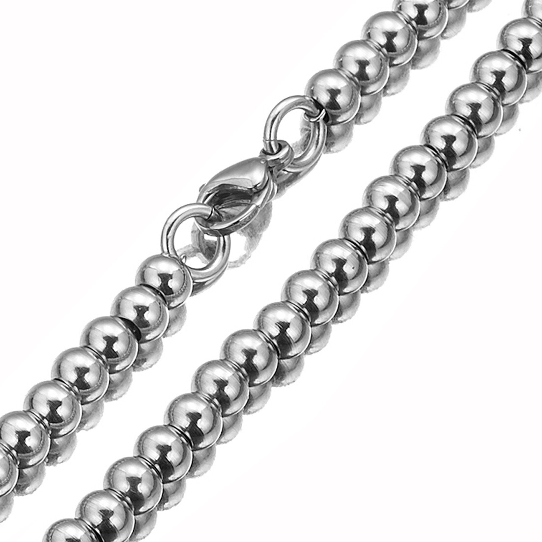 6/8/10mm Women Men’s 316L Stainless Steel Rosary Beads Chain Necklace 16-40inch