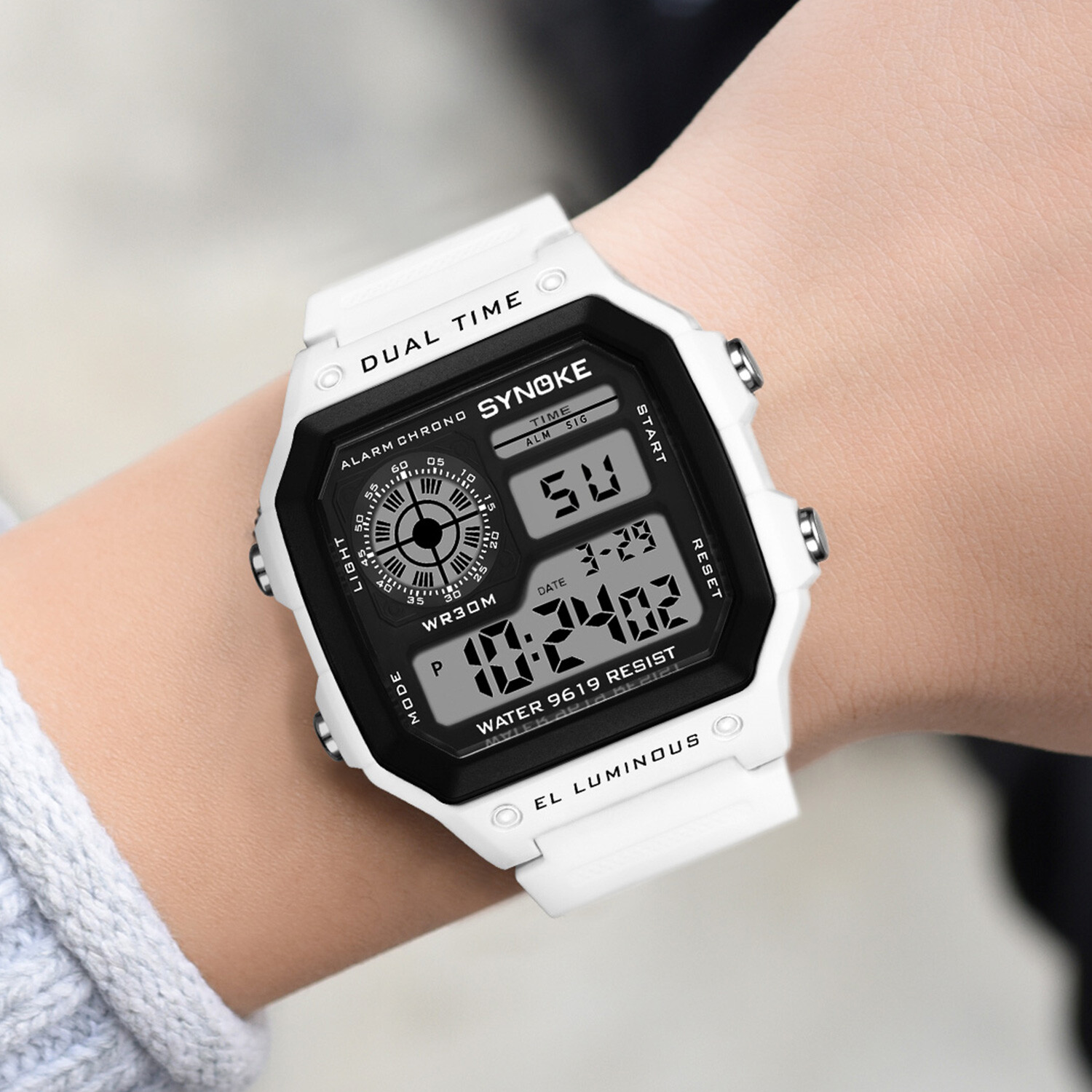 2 Packs Men Digital Multi-Function Sport Watches Dual Time Alarm Backlight Watch